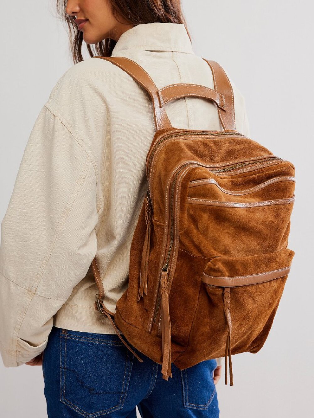 Free People Suede Brown Backpack - Picture 2 of 5